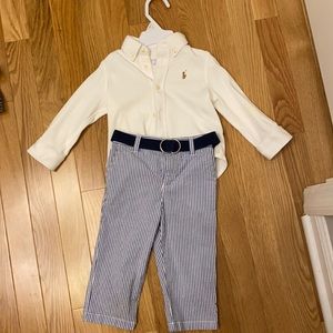 Ralph Lauren shirt, belt, pants set 12 months boy